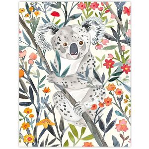 Artery8 Happy Koala Bear on Blooming Tree Watercolour Wall Art Print Size: W12" x H16" Multicolor W12" x H16" Artery8 Happy Koala Bear on Blooming Tree Watercolour Wall Art Print Size: W12" x H16" Multicolor W12" x H16"