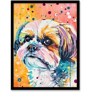 Artery8 Colourful Shih Tzu Portrait Dog Lover Watercolour Framed Wall Art Size: W12" x H16" Multicolor W12" x H16" Artery8 Colourful Shih Tzu Portrait Dog Lover Watercolour Framed Wall Art Size: W12" x H16" Multicolor W12" x H16"