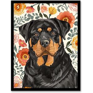 Artery8 Rottweiler Dog Lover Bright Floral Pet Portrait Framed Wall Art Size: W12" x H16" Multicolor W12" x H16" Artery8 Rottweiler Dog Lover Bright Floral Pet Portrait Framed Wall Art Size: W12" x H16" Multicolor W12" x H16"