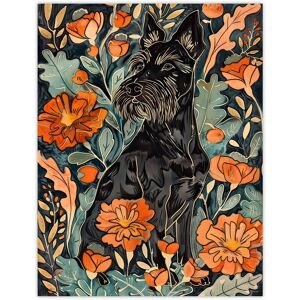 Artery8 Stylised Scottish Terrier Dog with Peony Flowers Wall Art Print in Orange Size: W12" x H16" Orange W12" x H16" Artery8 Stylised Scottish Terrier Dog with Peony Flowers Wall Art Print in Orange Size: W12" x H16" Orange W12" x H16"