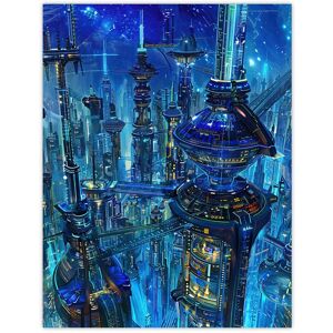 Artery8 Futuristic City Sci Fi Cityscape Conceptual Art Wall Art Print in Blue Size: W12" x H16" Blue W12" x H16" Artery8 Futuristic City Sci Fi Cityscape Conceptual Art Wall Art Print in Blue Size: W12" x H16" Blue W12" x H16"