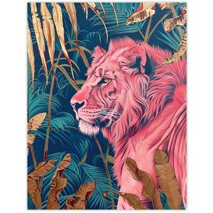 Artery8 Regal Pink Lion in Teal Blue Gold Tropical Jungle Wall Art Print Size: W12" x H16" Pink W12" x H16" Artery8 Regal Pink Lion in Teal Blue Gold Tropical Jungle Wall Art Print Size: W12" x H16" Pink W12" x H16"