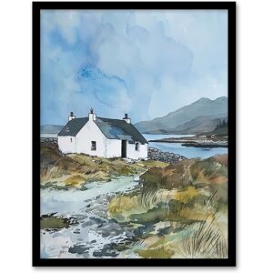Artery8 Isle Harris Crofters Cottage Scotland Landscape Framed Wall Art in Blue Size: A4 Blue A4 Artery8 Isle Harris Crofters Cottage Scotland Landscape Framed Wall Art in Blue Size: A4 Blue A4
