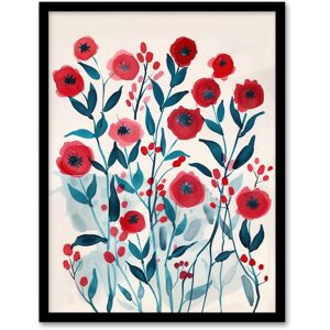 Artery8 Poppy Flowers Red Teal Bright Floral Watercolour Framed Wall Art Size: W12" x H16" Red W12" x H16" Artery8 Poppy Flowers Red Teal Bright Floral Watercolour Framed Wall Art Size: W12" x H16" Red W12" x H16"