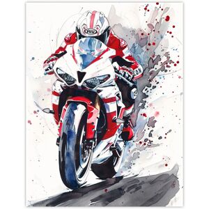 Artery8 Superbike Motorcycle Rider Race Sport Watercolour Wall Art Print in Red Size: W24" x H32" Red W24" x H32" Artery8 Superbike Motorcycle Rider Race Sport Watercolour Wall Art Print in Red Size: W24" x H32" Red W24" x H32"