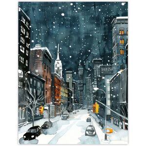 Artery8 New York City Street Winter Night Snow Cityscape Wall Art Print in Blue Size: W12" x H16" Blue W12" x H16" Artery8 New York City Street Winter Night Snow Cityscape Wall Art Print in Blue Size: W12" x H16" Blue W12" x H16"