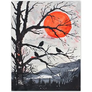 Artery8 Red Winter Sun & Birds on Forest Tree Landscape Wall Art Print in Orange Size: W24" x H32" Orange W24" x H32" Artery8 Red Winter Sun & Birds on Forest Tree Landscape Wall Art Print in Orange Size: W24" x H32" Orange W24" x H32"
