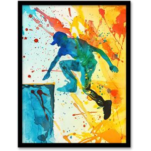 Artery8 Parkour Jump Urban Sport Colourful Paint Splat Framed Wall Art Size: W12" x H16" Multicolor W12" x H16" Artery8 Parkour Jump Urban Sport Colourful Paint Splat Framed Wall Art Size: W12" x H16" Multicolor W12" x H16"
