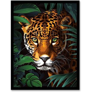 Artery8 Powerful Jaguar Lurking In Jungle Plants Painting Framed Wall Art in Dark Green Size: W12" x H16" Dark Green W12" x H16" Artery8 Powerful Jaguar Lurking In Jungle Plants Painting Framed Wall Art in Dark Green Size: W12" x H16" Dark Green W12" x H16"