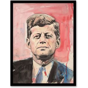 Artery8 John Kennedy JFK USA President Watercolour Framed Art Print in Red Size: A4 Red A4 Artery8 John Kennedy JFK USA President Watercolour Framed Art Print in Red Size: A4 Red A4