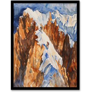 Artery8 Mountain Climbing Sport Summit Snow Climbers Framed Art Print in Brown Size: A4 Brown A4 Artery8 Mountain Climbing Sport Summit Snow Climbers Framed Art Print in Brown Size: A4 Brown A4