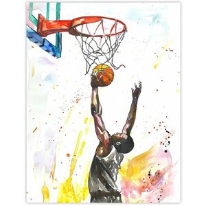Artery8 Basketball Player Jump Hoop Sport Watercolour Wall Art Print Size: W24" x H32" Multicolor W24" x H32" Artery8 Basketball Player Jump Hoop Sport Watercolour Wall Art Print Size: W24" x H32" Multicolor W24" x H32"