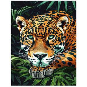 Artery8 Resting Jaguar In Lush Jungle Animal Portrait Wall Art Print in Green Size: W12" x H16" Green W12" x H16" Artery8 Resting Jaguar In Lush Jungle Animal Portrait Wall Art Print in Green Size: W12" x H16" Green W12" x H16"