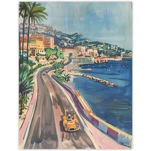 Artery8 Monaco Motor Sport Race Track Cityscape Painting Wall Art Print in Blue Size: W12" x H16" Blue W12" x H16" Artery8 Monaco Motor Sport Race Track Cityscape Painting Wall Art Print in Blue Size: W12" x H16" Blue W12" x H16"