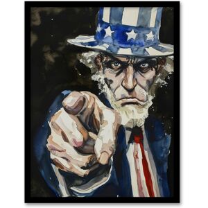 Artery8 War WWII USA Uncle Sam Want You Sinister Dark Framed Art Print in Blue Size: W12" x H16" Blue W12" x H16" Artery8 War WWII USA Uncle Sam Want You Sinister Dark Framed Art Print in Blue Size: W12" x H16" Blue W12" x H16"