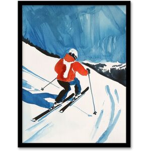 Artery8 Austria Skier Skiing Winter Sport Ski Watercolour Framed Art Print in Blue Size: W12" x H16" Blue W12" x H16" Artery8 Austria Skier Skiing Winter Sport Ski Watercolour Framed Art Print in Blue Size: W12" x H16" Blue W12" x H16"