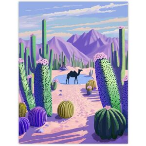Artery8 Desert Oasis Cacti Camel Purple Green Landscape Wall Art Print Size: W12" x H16" Purple W12" x H16" Artery8 Desert Oasis Cacti Camel Purple Green Landscape Wall Art Print Size: W12" x H16" Purple W12" x H16"