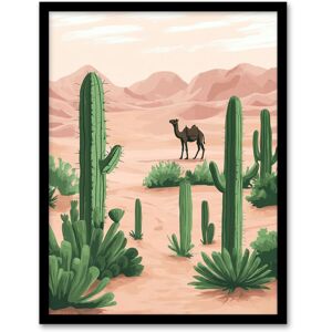 Artery8 Camel in Pastel Pink Desert Sand Dunes & Cacti Framed Art Print in Beige Size: W12" x H16" Beige W12" x H16" Artery8 Camel in Pastel Pink Desert Sand Dunes & Cacti Framed Art Print in Beige Size: W12" x H16" Beige W12" x H16"