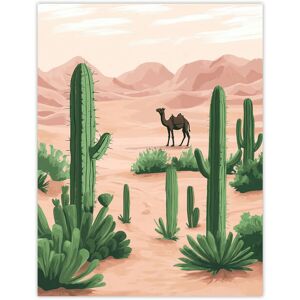 Artery8 Camel in Pastel Pink Desert Sand Dunes & Cacti Wall Art Print in Beige Size: W12" x H16" Beige W12" x H16" Artery8 Camel in Pastel Pink Desert Sand Dunes & Cacti Wall Art Print in Beige Size: W12" x H16" Beige W12" x H16"