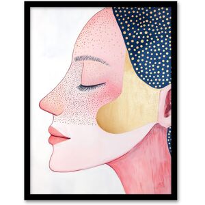 Artery8 Freckles Woman Portrait Pink Blue Gold Polka Dot Framed Art Print Size: W12" x H16" Pink W12" x H16" Artery8 Freckles Woman Portrait Pink Blue Gold Polka Dot Framed Art Print Size: W12" x H16" Pink W12" x H16"
