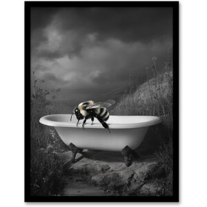 Artery8 Bumblebee Riverbank Bathtub Black White Surreal Framed Art Print in Grey Size: W12" x H16" Grey W12" x H16" Artery8 Bumblebee Riverbank Bathtub Black White Surreal Framed Art Print in Grey Size: W12" x H16" Grey W12" x H16"