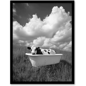 Artery8 Cow In Bathtub in a Field Black White Surreal Framed Art Print in Grey Size: W12" x H16" Grey W12" x H16" Artery8 Cow In Bathtub in a Field Black White Surreal Framed Art Print in Grey Size: W12" x H16" Grey W12" x H16"