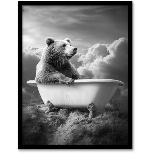 Artery8 Grizzly Bear Mountain Bathtub Black White Surreal Framed Art Print in Grey Size: W12" x H16" Grey W12" x H16" Artery8 Grizzly Bear Mountain Bathtub Black White Surreal Framed Art Print in Grey Size: W12" x H16" Grey W12" x H16"