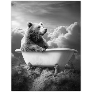 Artery8 Grizzly Bear Mountain Bathtub Black White Surreal Wall Art Print in Grey Size: W12" x H16" Grey W12" x H16" Artery8 Grizzly Bear Mountain Bathtub Black White Surreal Wall Art Print in Grey Size: W12" x H16" Grey W12" x H16"