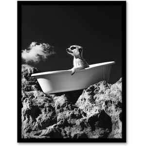 Artery8 Meerkat in Bathtub on a Rock Black White Surreal Framed Art Print in Grey Size: W12" x H16" Grey W12" x H16" Artery8 Meerkat in Bathtub on a Rock Black White Surreal Framed Art Print in Grey Size: W12" x H16" Grey W12" x H16"