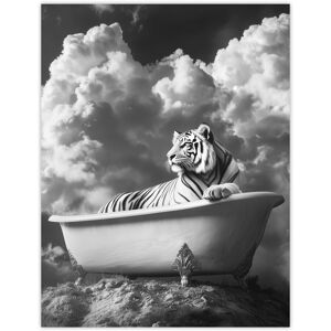 Artery8 Big Cat Lover Tiger Bathtub Black White Surreal Wall Art Print in Grey Size: W12" x H16" Grey W12" x H16" Artery8 Big Cat Lover Tiger Bathtub Black White Surreal Wall Art Print in Grey Size: W12" x H16" Grey W12" x H16"