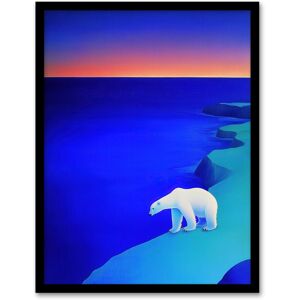 Artery8 Polar Bear Sunset Sky Alaska Ice Landscape Framed Art Print in Blue Size: W12" x H16" Blue W12" x H16" Artery8 Polar Bear Sunset Sky Alaska Ice Landscape Framed Art Print in Blue Size: W12" x H16" Blue W12" x H16"