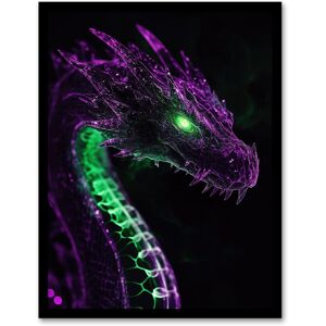 Artery8 Dragon Head Neon Purple Green Fantasy Concept Art Framed Art Print Size: W12" x H16" Green W12" x H16" Artery8 Dragon Head Neon Purple Green Fantasy Concept Art Framed Art Print Size: W12" x H16" Green W12" x H16"