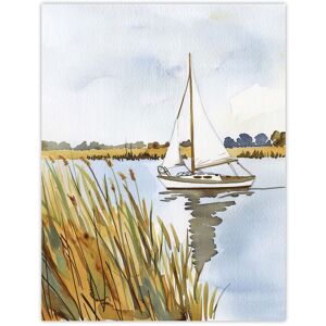Artery8 Norfolk Broads England River Sailboat Watercolour Wall Art Print in Light Blue Size: W12" x H16" Light Blue W12" x H16" Artery8 Norfolk Broads England River Sailboat Watercolour Wall Art Print in Light Blue Size: W12" x H16" Light Blue W12" x H16"