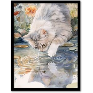 Artery8 Cat Lover Cute Kitten Pond Lake Watercolour Framed Art Print Size: W12" x H16" Multicolor W12" x H16" Artery8 Cat Lover Cute Kitten Pond Lake Watercolour Framed Art Print Size: W12" x H16" Multicolor W12" x H16"