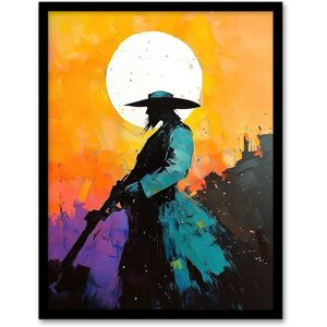 Artery8 Wild West Sunset Desperado Cowboy Concept Art Framed Art Print in Orange Size: W12" x H16" Orange W12" x H16" Artery8 Wild West Sunset Desperado Cowboy Concept Art Framed Art Print in Orange Size: W12" x H16" Orange W12" x H16"