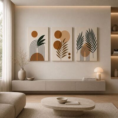 Mafett Set of 3 Botanical Sun Leaf Abstract Wall Art Canvas Size: A1 Multicolor A1 Mafett Set of 3 Botanical Sun Leaf Abstract Wall Art Canvas Size: A1 Multicolor A1