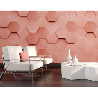Origin Murals Metal Hexagons Wall Mural in Burnt Orange Size: W300 cm x H240 cm Burnt Orange W300 cm x H240 cm Origin Murals Metal Hexagons Wall Mural in Burnt Orange Size: W300 cm x H240 cm Burnt Orange W300 cm x H240 cm