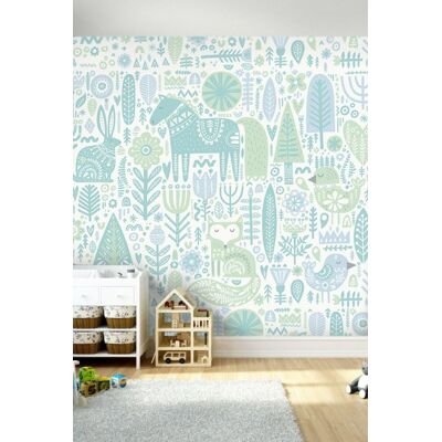 Origin Murals Scandi Forest Animals Wall Mural in Teal Size: W350 cm x H280 cm Teal W350 cm x H280 cm Origin Murals Scandi Forest Animals Wall Mural in Teal Size: W350 cm x H280 cm Teal W350 cm x H280 cm
