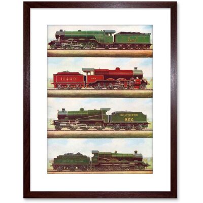 Artery8 Transport Vintage Train Engine - Brown - 9x7 inch - Wall Art Print Artery8 Transport Vintage Train Engine - Brown - 9x7 inch - Wall Art Print