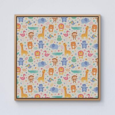 Warren Reed - Designer Cute Pastel Jungle Animals Framed Canvas in Light Brown Size: w10 inch x h10 inch Light Brown w10 inch x h10 inch Warren Reed - Designer Cute Pastel Jungle Animals Framed Canvas in Light Brown Size: w10 inch x h10 inch Light Brown w10 inch x h10 inch