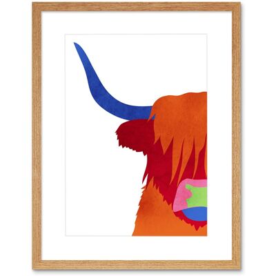 Artery8 Wall Art Print Bright Highland Scottish Cow Bull Coo Colourful Framed Art in Beige Size: W7" x H9" Beige W7" x H9" Artery8 Wall Art Print Bright Highland Scottish Cow Bull Coo Colourful Framed Art in Beige Size: W7" x H9" Beige W7" x H9"