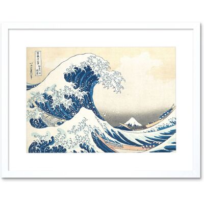 Artery8 - Great Wave Ukiyo-e Print - White - Framed Wall Art Artery8 - Great Wave Ukiyo-e Print - White - Framed Wall Art