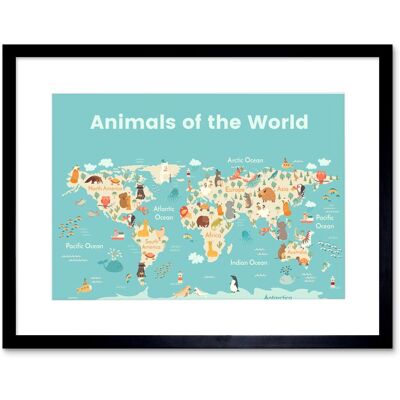 Artery8 Wall Art Print Animals of The World Map Art Framed 9x7 inch in Black Size: W7" x H9" Black W7" x H9" Artery8 Wall Art Print Animals of The World Map Art Framed 9x7 inch in Black Size: W7" x H9" Black W7" x H9"