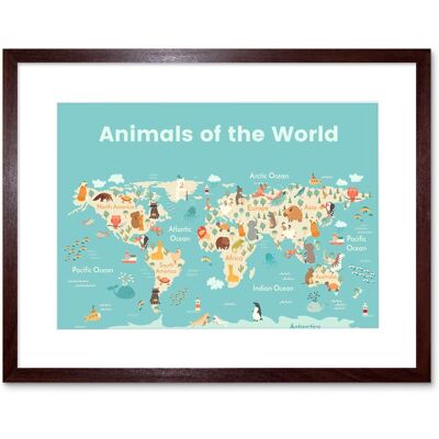 Artery8 Wall Art Print Animals of The World Map Art Framed 9x7 inch in Brown Size: W7" x H9" Brown W7" x H9" Artery8 Wall Art Print Animals of The World Map Art Framed 9x7 inch in Brown Size: W7" x H9" Brown W7" x H9"