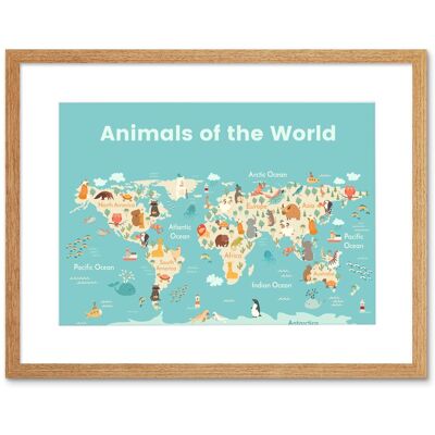 Artery8 Wall Art Print Animals of The World Map Art Framed 9x7 inch in Beige Size: W7" x H9" Beige W7" x H9" Artery8 Wall Art Print Animals of The World Map Art Framed 9x7 inch in Beige Size: W7" x H9" Beige W7" x H9"