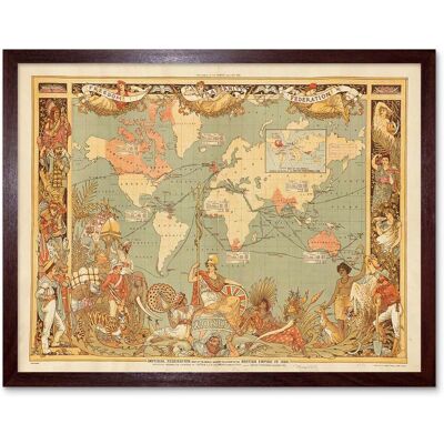 Artery8 Wall Art Print British Empire 1886 Imperial Federation Colony Illustrated People Graphic World Map Art Framed in Brown Size: W12" x H16" Brown W12" x H16" Artery8 Wall Art Print British Empire 1886 Imperial Federation Colony Illustrated People Graphic World Map Art Framed in Brown Size: W12" x H16" Brown W12" x H16"