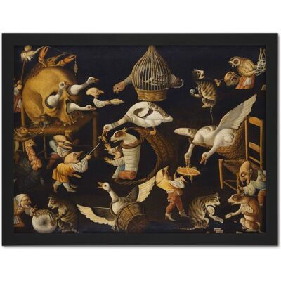 Artery8 Wall Art Print Master Egg Grotesque Animals Cats Birds Painting Large Framed Wall Décor Art in Light Oak Size: W18" x H24" Light Oak W18" x H24" Artery8 Wall Art Print Master Egg Grotesque Animals Cats Birds Painting Large Framed Wall Décor Art in Light Oak Size: W18" x H24" Light Oak W18" x H24"