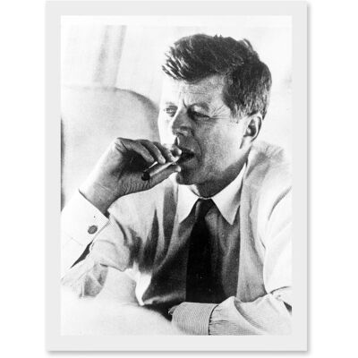 Artery8 - JFK John F Kennedy Smoking Cigar - A4 - Wall Art Print Artery8 - JFK John F Kennedy Smoking Cigar - A4 - Wall Art Print