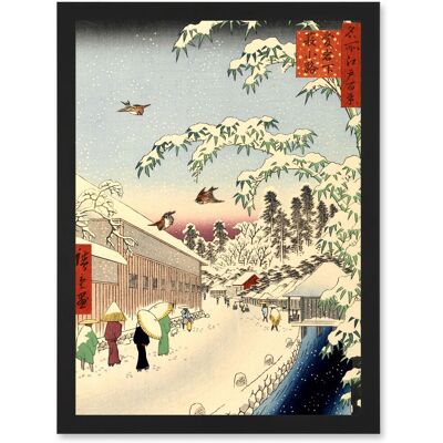 Artery8 - Japan Woodblock Winter Street Snow Scene - Wall Art Print Artery8 - Japan Woodblock Winter Street Snow Scene - Wall Art Print