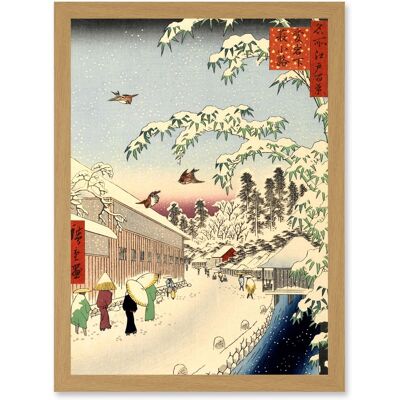 Artery8 - Japan Woodblock Winter Street Snow Scene - A4 - Wall Art Print Artery8 - Japan Woodblock Winter Street Snow Scene - A4 - Wall Art Print